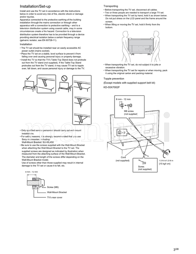 Sony KD-55X7002F 49X7002F 43X7002F (24 pages) TV Operating Manual