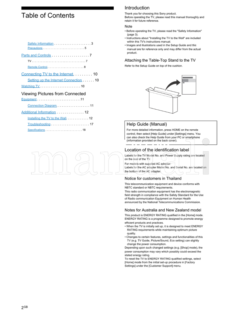 Sony KD-65X7000F 55X7077F 55X7000F 49X7077F 49X7000F 43X7000F (24 pages) TV Operating Manual