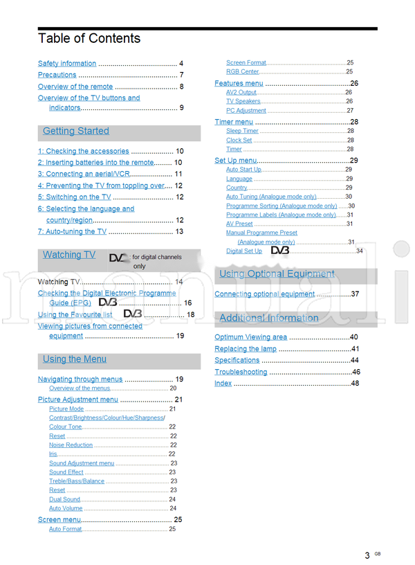 Sony KDF-E50A11E KDF-E42A11E (189 pages) TV Operating Manual