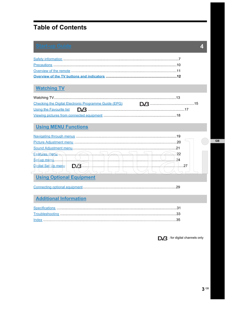 Sony KDL-20G2000 KDL-15G2000 (108 pages) TV Operating Manual