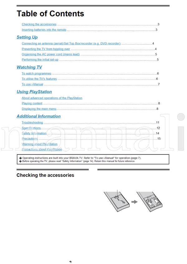 Sony KDL-22PX300 (20 pages) TV Operating Manual