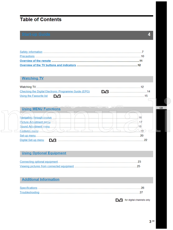 Sony KDL-40P25xx KDL-32P25xx KDL-26P25xx (83 pages) TV Operating Manual