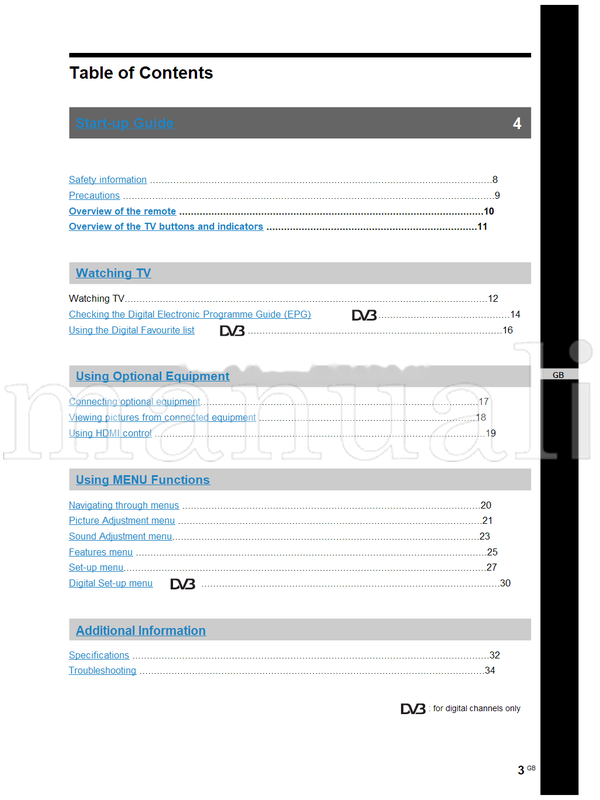 Sony KDL-26T30xx (204 pages) TV Operating Manual