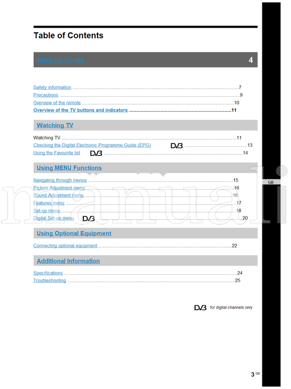 Sony KDL-40U2000 KDL-32U2000 KDL-26U2000 (79 pages) TV Operating Manual