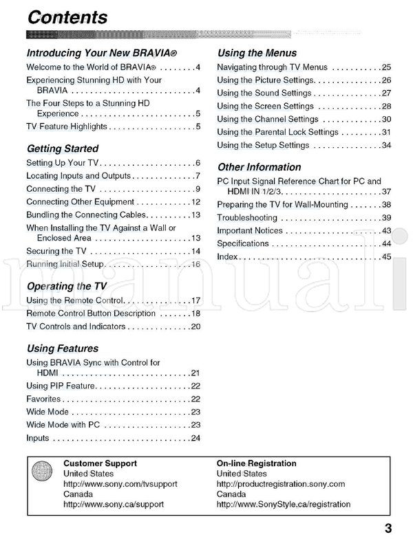 Sony KDL-32L5000 KDL-26L5000 (48 pages) TV Operating Manual