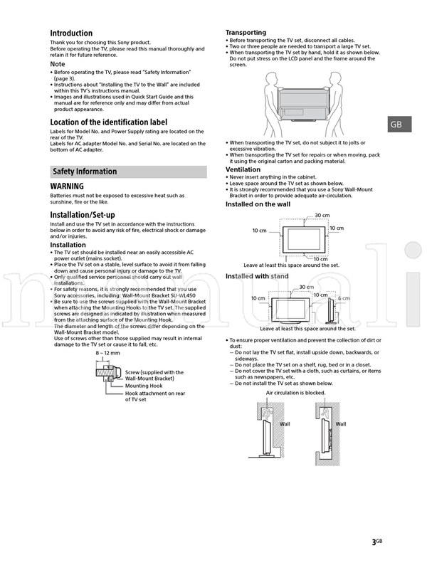 Sony KDL-40R350B 32R304B 32R300B (32 pages) TV Operating Manual