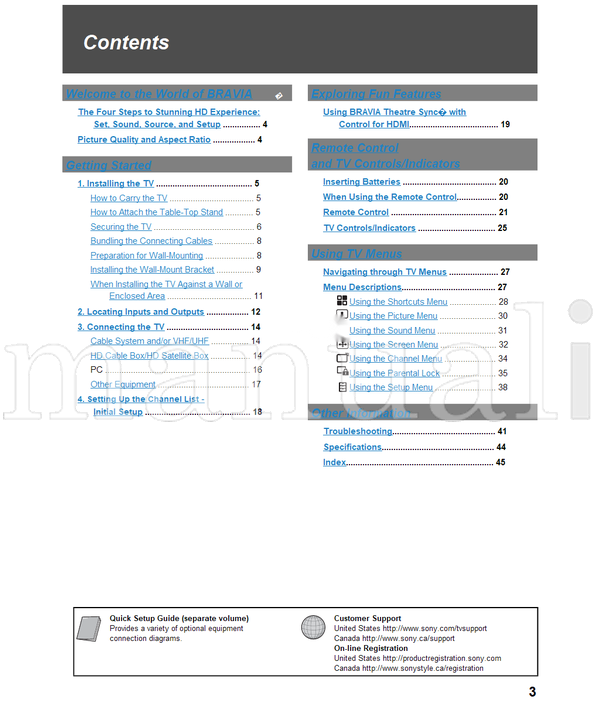 Sony KDL-40SL140 KDL-46SL140 (48 pages) TV Operating Manual