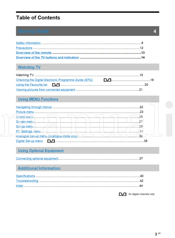 Sony KDL-46W2000 KDL-40W2000 (48 pages) TV Operating Manual
