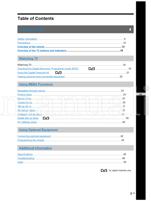 Sony KDL-52X2000 KDL-46X2000 KDL-40X2000 (160 pages) TV Operating Manual
