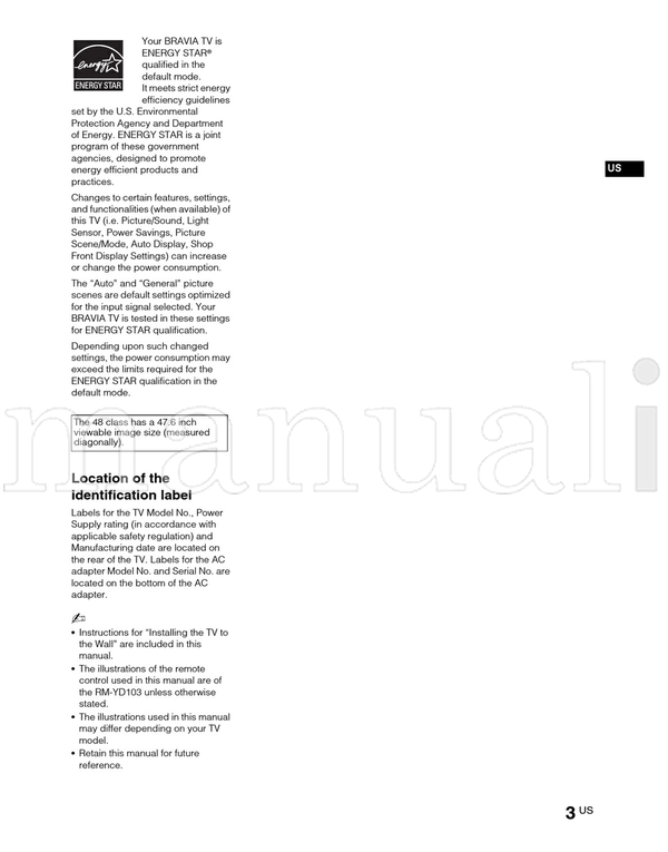 Sony KDL-48W600B 48W590B 48W580B 40W600B 40W590B 40W580B (84 pages) TV Operating Manual