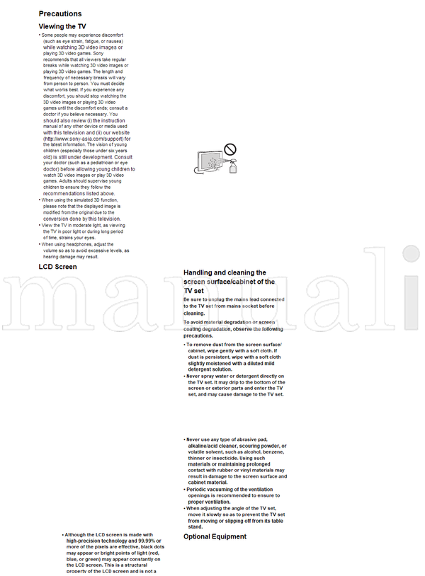 Sony KDL-55EX720 46EX720 40EX720 40EX520 40CX520 KDL-32EX720 (64 pages) TV Operating Manual