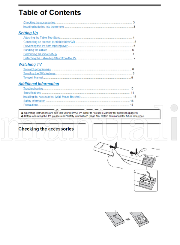 Sony KDL-55HX700 55EX500 46HX700 46EX500 40HX700 40EX500 40EX400 (20 pages) TV Operating Manual