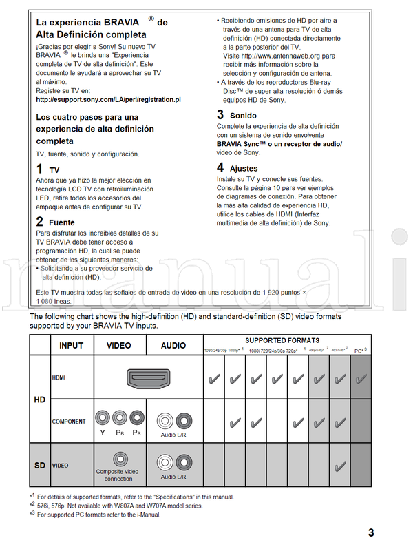 Sony KDL-55W807A 55W805A 50W707A 50W705A 47W807A 47W805A 46W707A (36 pages) TV Operating Manual