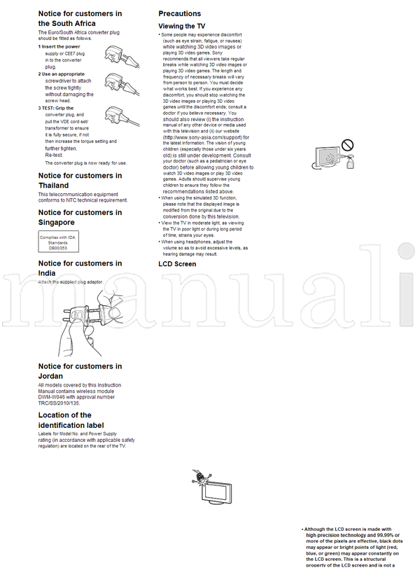 Sony KDL-65HX925 65HX923 60NX723 60NX720 55HX925 55HX923 55HX820 (36 pages) TV Operating Manual