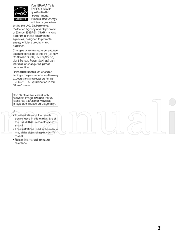 Sony XBR-65HX950 55HX950 KDL-55HX850 46HX850 (69 pages) TV Operating Manual