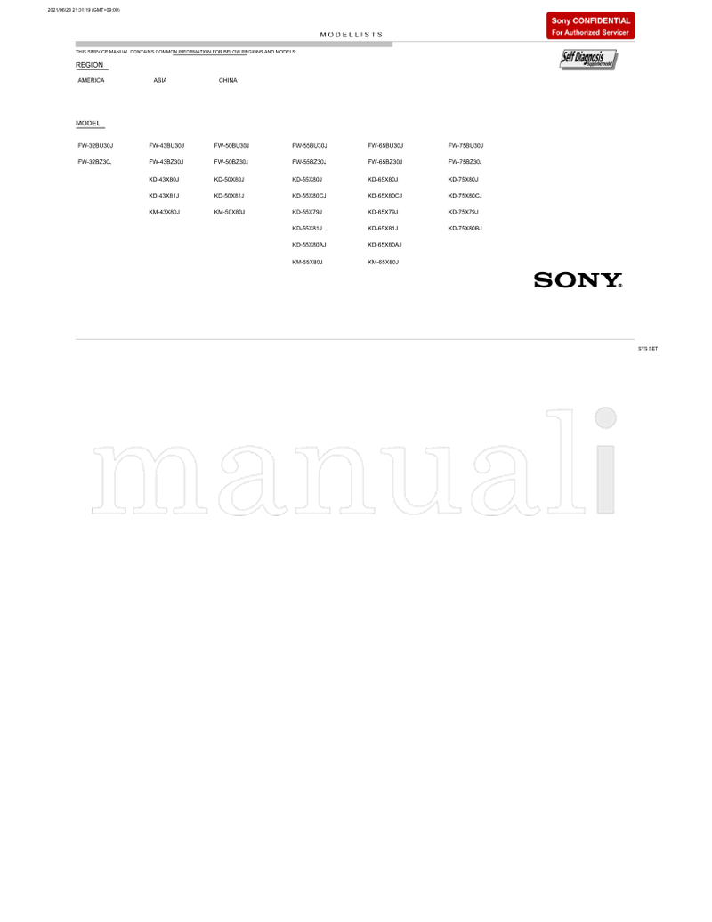 Sony FW-32BU30J (121 pages) TV Service Manual