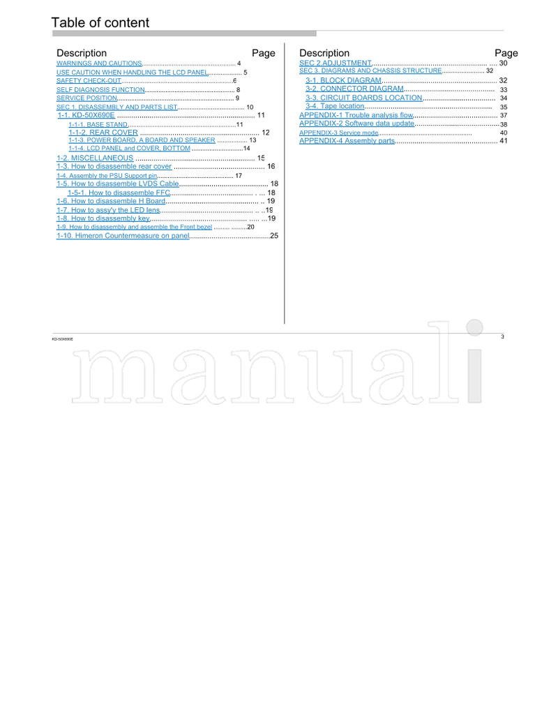 Sony KD-50X690E (43 pages) TV Service Manual