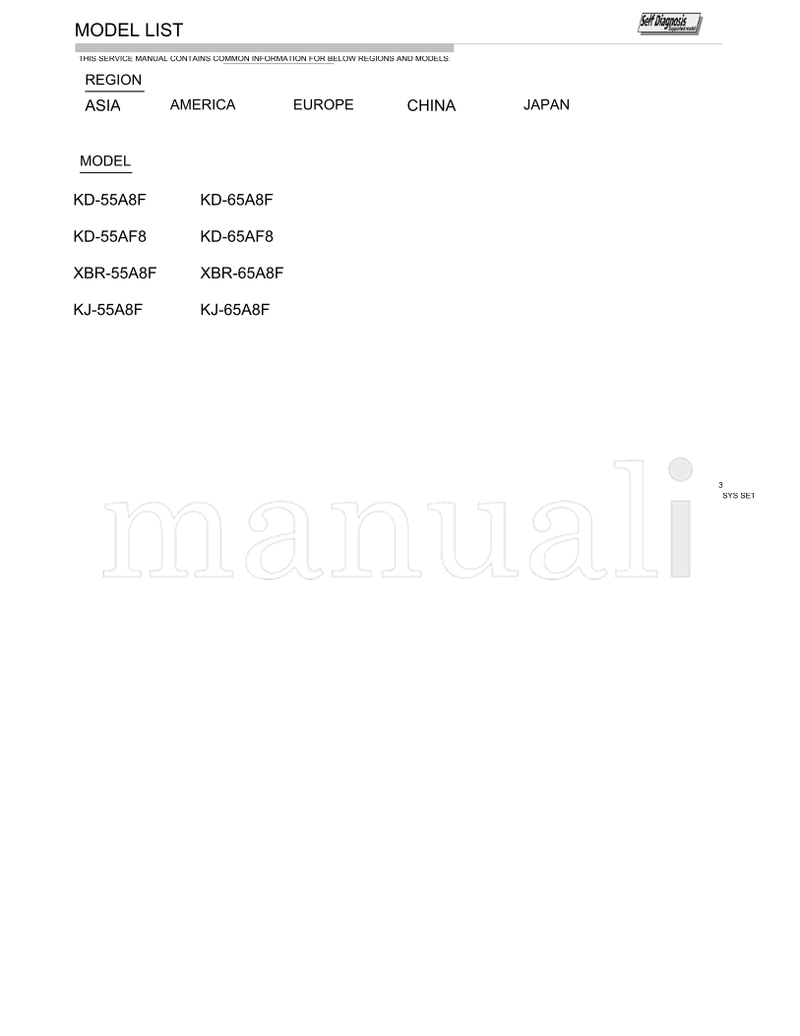 Sony KD-55A8F (92 pages) TV Service Manual