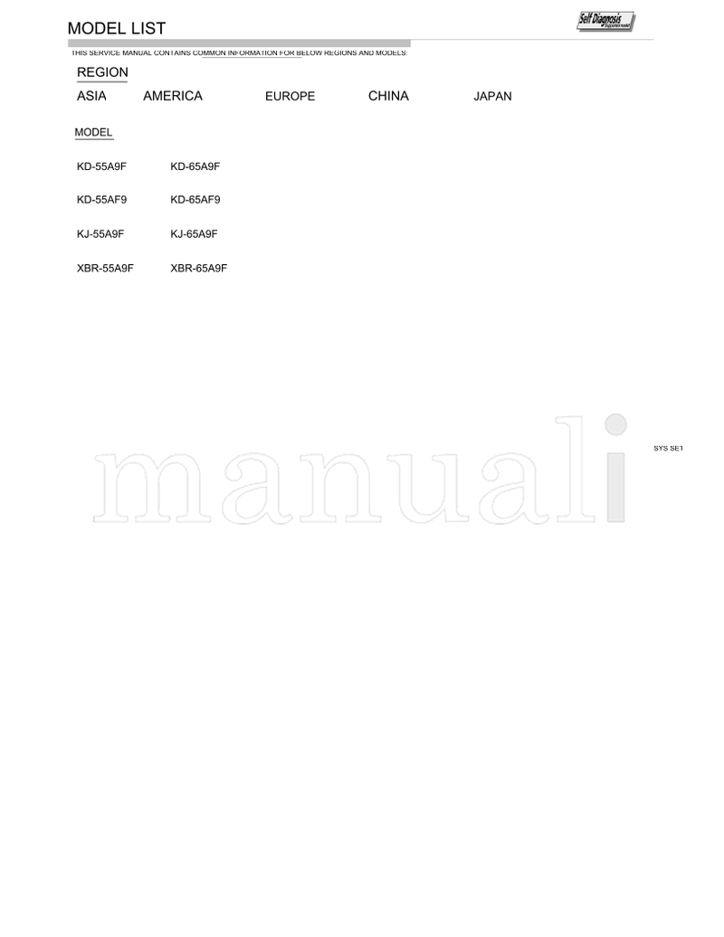Sony KD-55A9F (124 pages) TV Service Manual