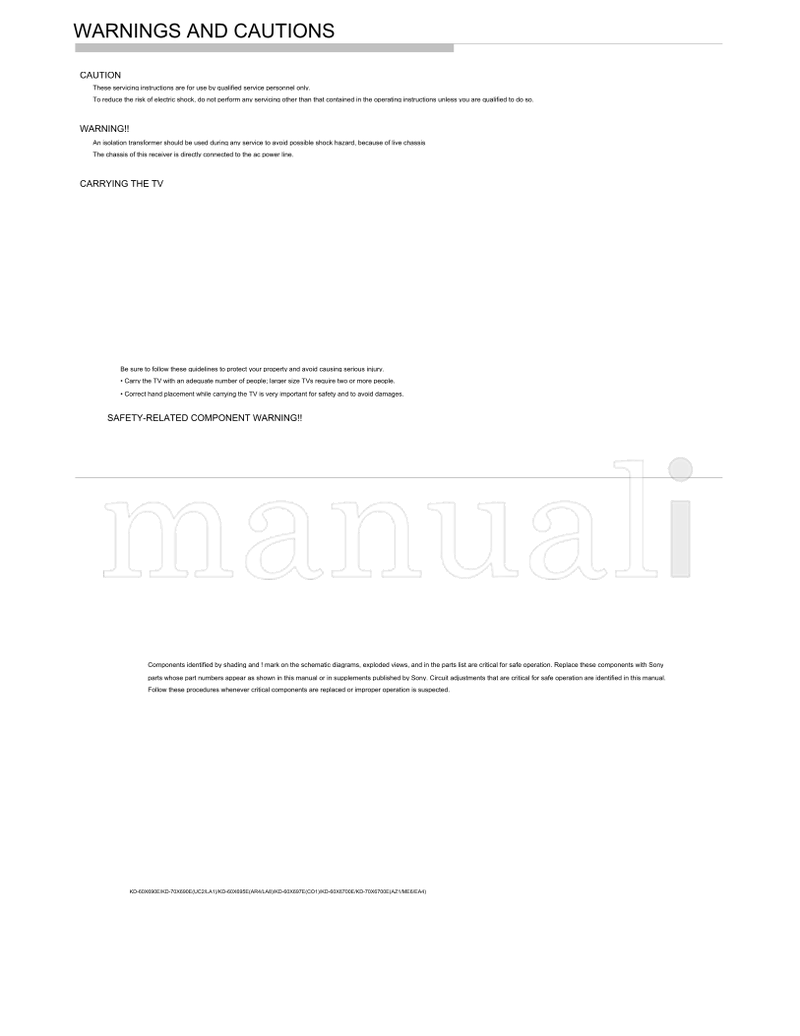 Sony KD-60X690E (72 pages) TV Service Manual