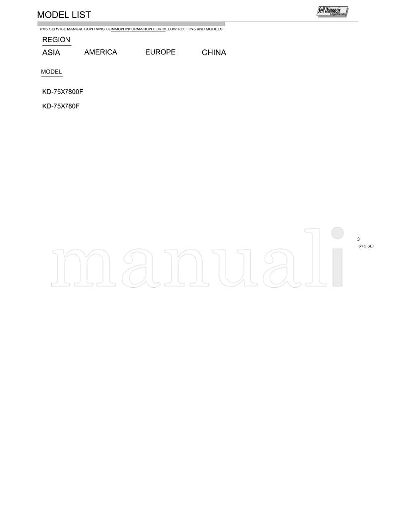 Sony KD-75X7800F (122 pages) TV Service Manual