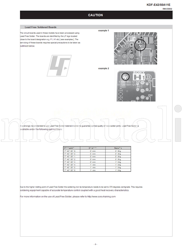 Sony KDF-E42A11E RM-ED002 KDF-E42 50A11E KDF-E50A11E (106 pages) TV Service Manual