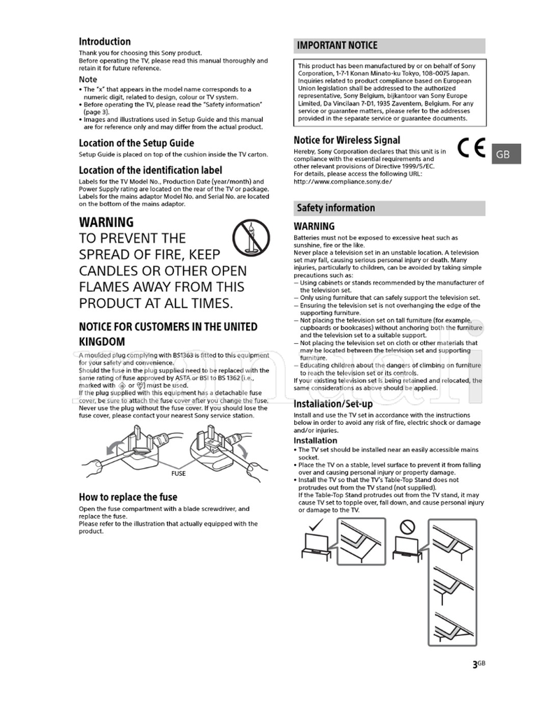 Sony KDL-49WD75x 43WD75x 32WD75x (40 pages) TV Operating Manual