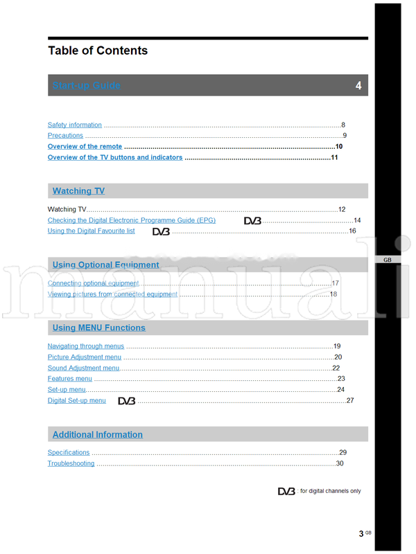 Sony KDL-20G30xx (62 pages) TV Operating Manual