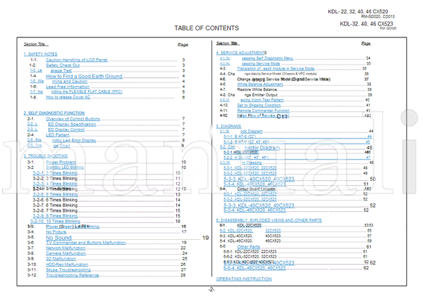 Sony 9-888-127-01 KDL-22CX520 32CX520 KDL-32CX520 KDL-32CX523 (98 pages) TV Service Manual