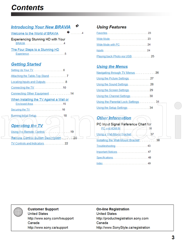 Sony KDL-32BX310 (50 pages) TV Operating Manual