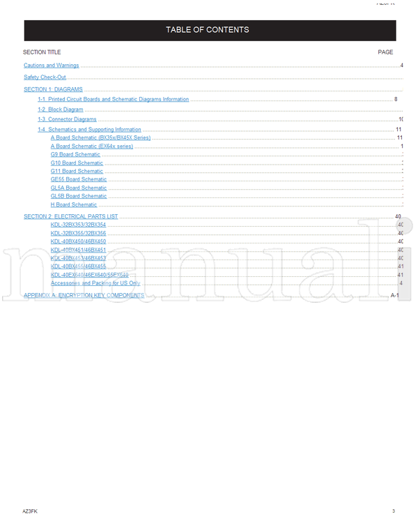Sony 9-883-884-52 KDL-32BX353 32BX354 40BX453 46BX453 KDL-32BX355 (42 pages) TV Service Manual