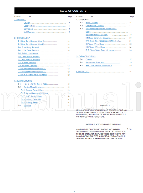 Sony 9-883-454-01 9-883-454-02 9-883-454-03 9-883-454-04 KDL-32 (57 pages) TV Service Manual