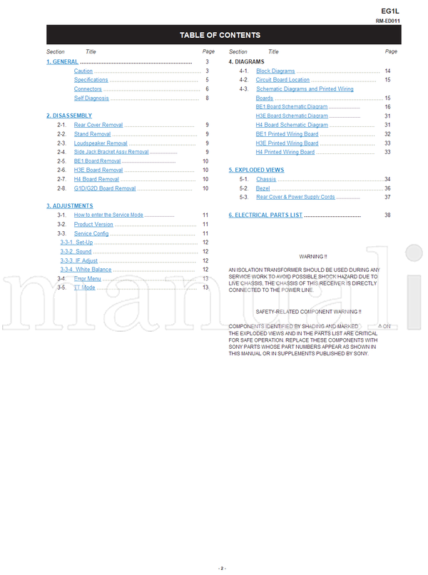 Sony KDL-26 37V4500 9-927-599-01 (58 pages) TV Service Manual