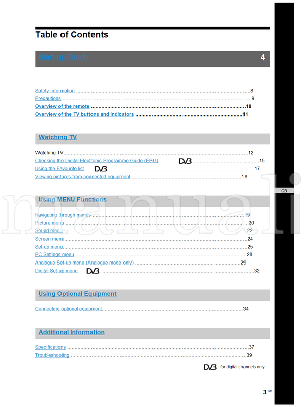 Sony KDL-46T35xx KDL-40T35xx (197 pages) TV Operating Manual