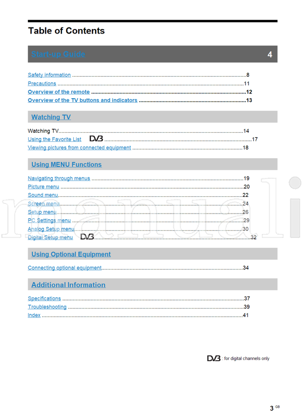 Sony KDL-46V2000 KDL-40V2000 KDL-32V2000 (44 pages) TV Operating Manual