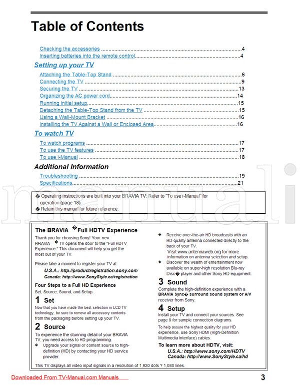Sony KDL-60NX810 60NX801 60NX800 55NX811 55NX810 52NX800 46NX810 (24 pages) TV Operating Manual