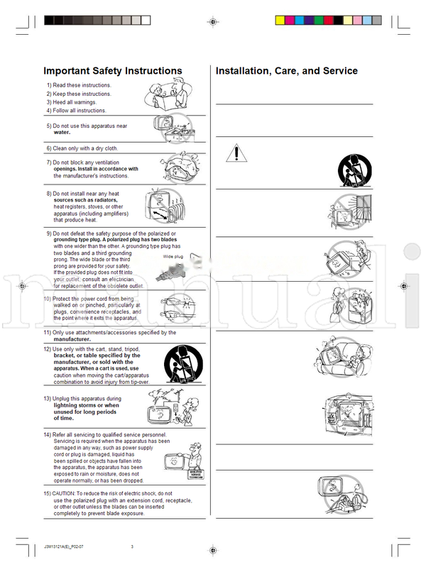 Toshiba 13A25 (15 pages) TV Operating Manual