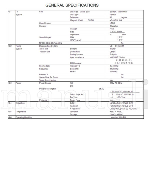 Toshiba 050-200211 20A22 (34 pages) TV Service Manual