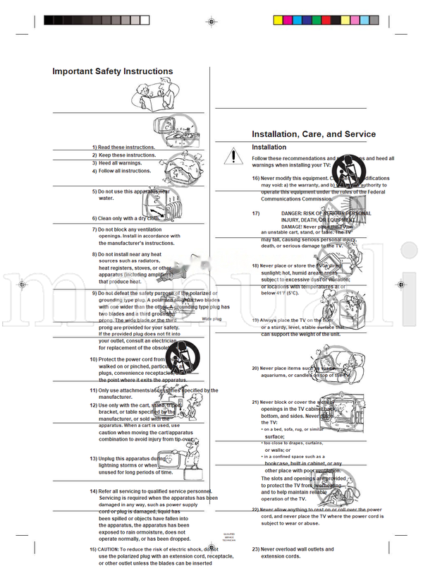 Toshiba 20A44 3M91301A-E (33 pages) TV Operating Manual