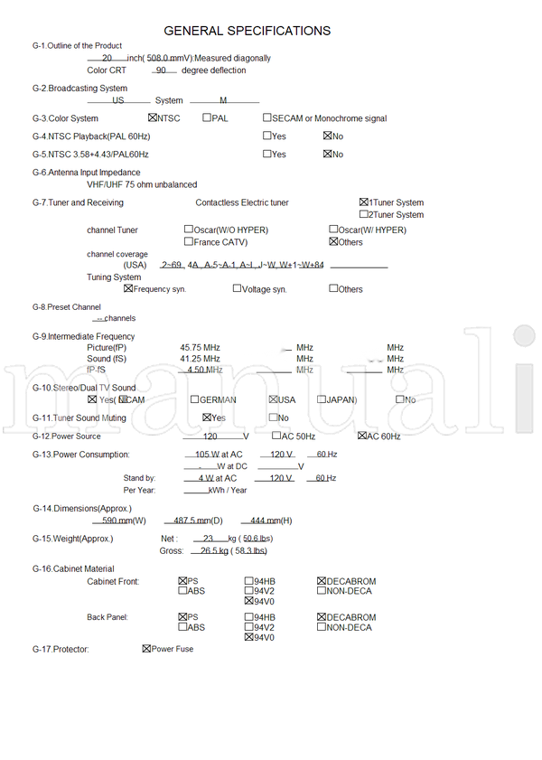 Toshiba 050-200102 20AF41C (38 pages) TV Service Manual