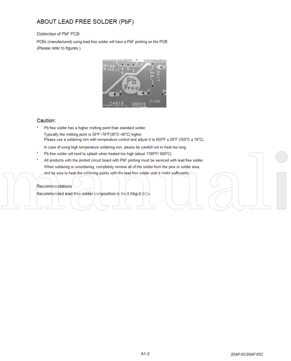 Toshiba 050-200504 20AF45 20AF45C (50 pages) TV Service Manual