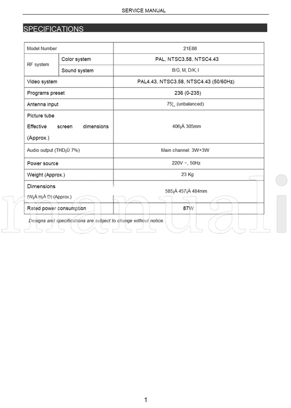 Toshiba SM-CTV-O-081 21E88 CN-18EA (69 pages) TV Service Manual