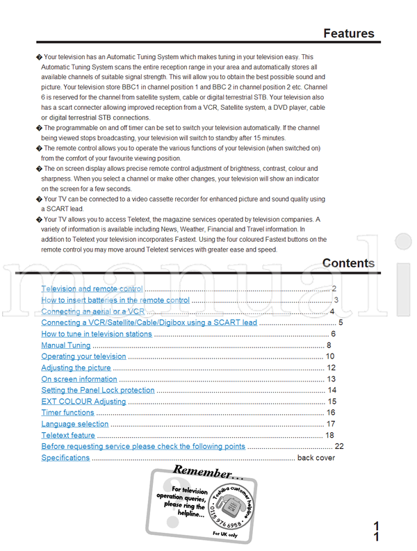 Toshiba 21N21B (30 pages) TV Operating Manual