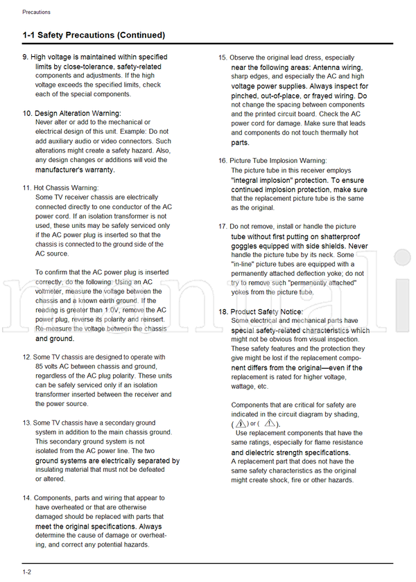 Toshiba 050-200126 21T01F2 21R01F2 21T01B2 14R01F2 14T01B2 14R01B2 (61 pages) TV Service Manual
