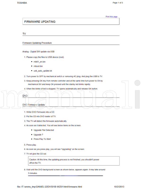 Toshiba 22DV501B 1995-2011 (33 pages) TV Service Manual