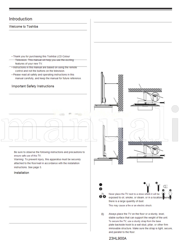 Toshiba 23HL900A 32EL900A 42HL900A 46HL900A (30 pages) TV Operating Manual
