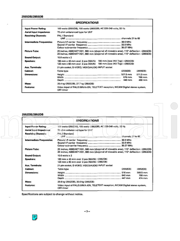 Toshiba 2552D8 2852D8 (39 pages) TV Service Manual