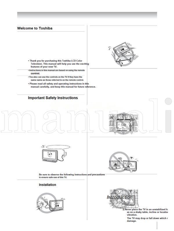 Toshiba 26WL66A 26WL66E 26WL66T VX1A00009300 (32 pages) TV Operating Manual