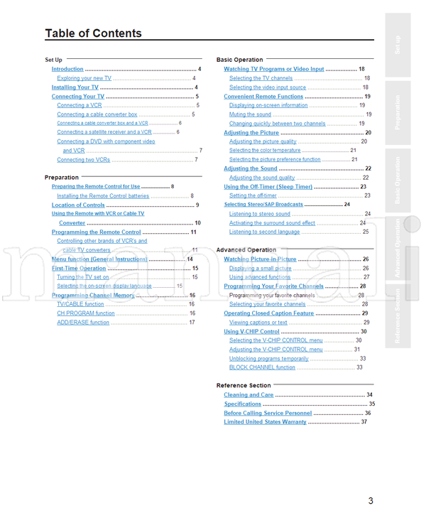 Toshiba 27A50 32A50 36A50 (38 pages) TV Operating Manual