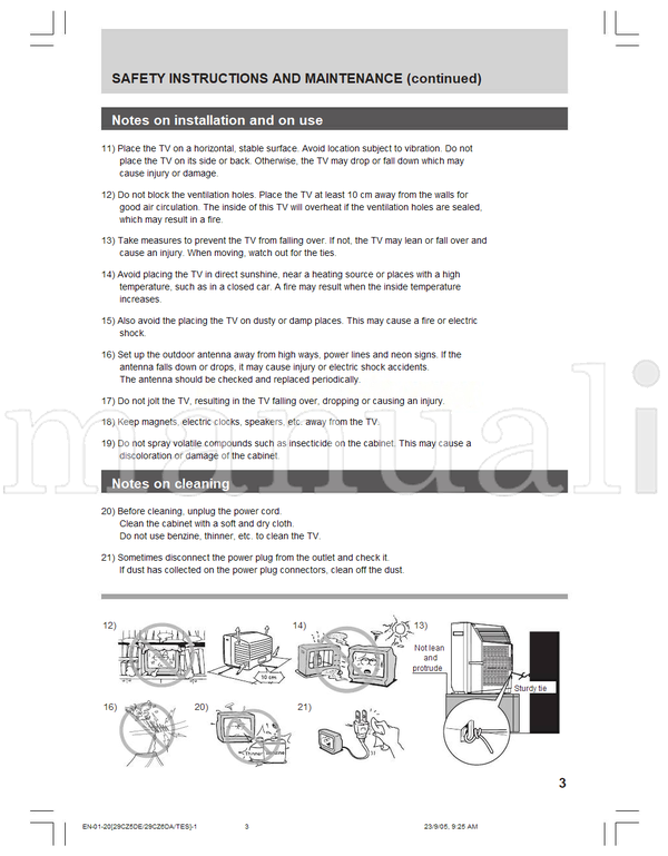 Toshiba 29CZ5DE 29CZ6DA 29CZ6TES 23566823 (20 pages) TV Operating Manual